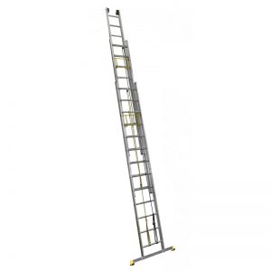 Echelle coulissante alu à cordes, 3 plans / 3 x 10 barreaux, 7.90 m hauteur de travail